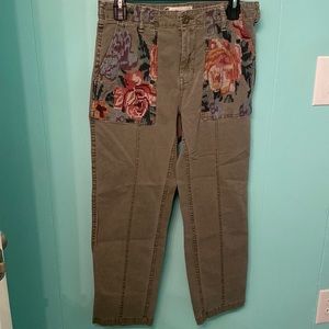 Anthropologie embroidered floral pants